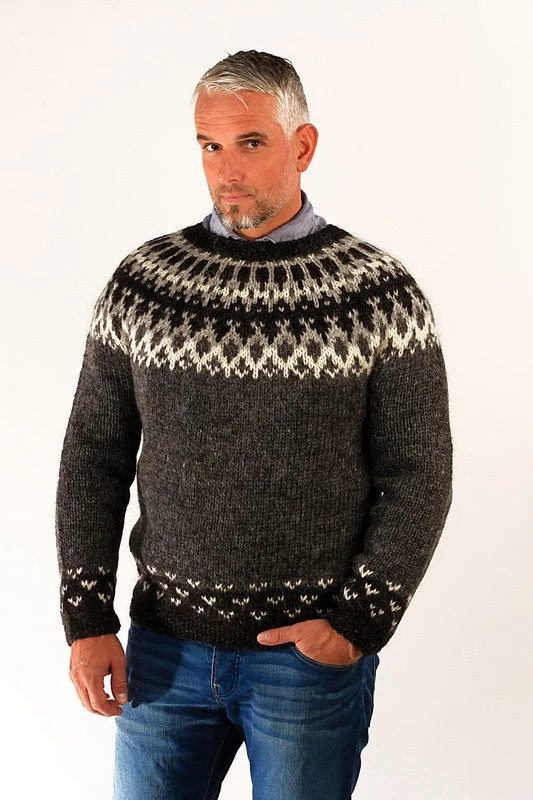 Retro Style Skipper Wool Pullover Grey