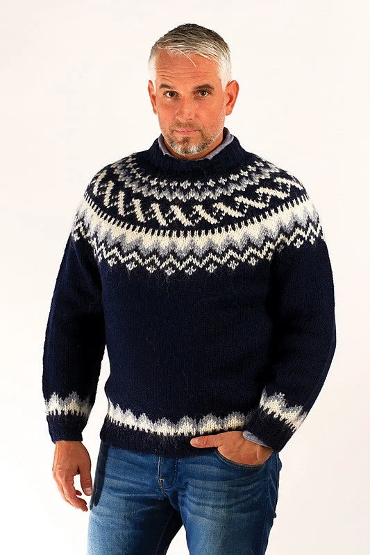Comfortable Style Traditional Wool Pullover Blue