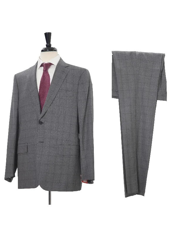 Casual Essentials Isaia Mens 44R Drop 8 Gray Check 100% Wool Slim Fit 2 Piece Suit