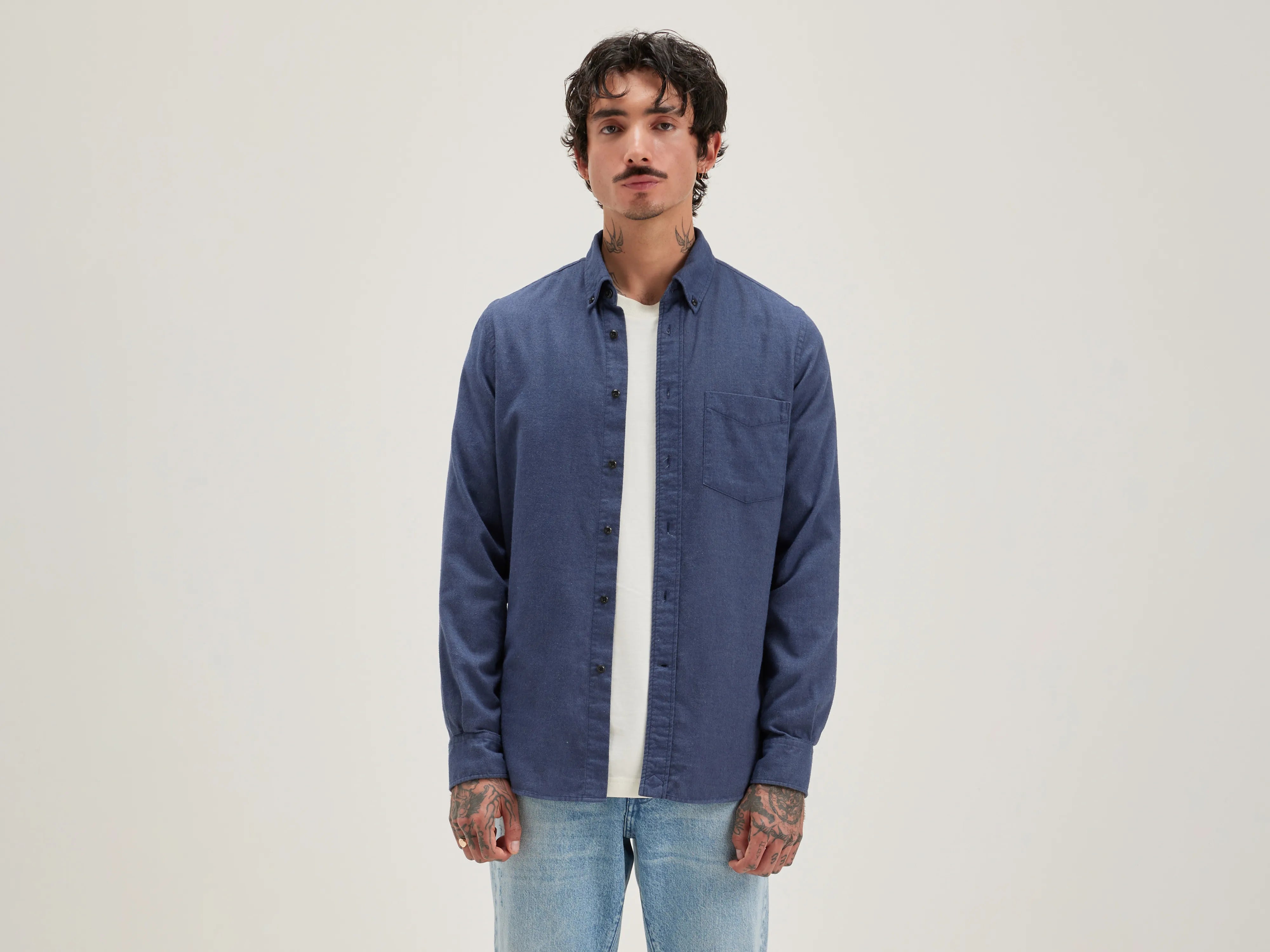 Trendy Apparel Mire slim shirt (242 / M / METAL BLUE)