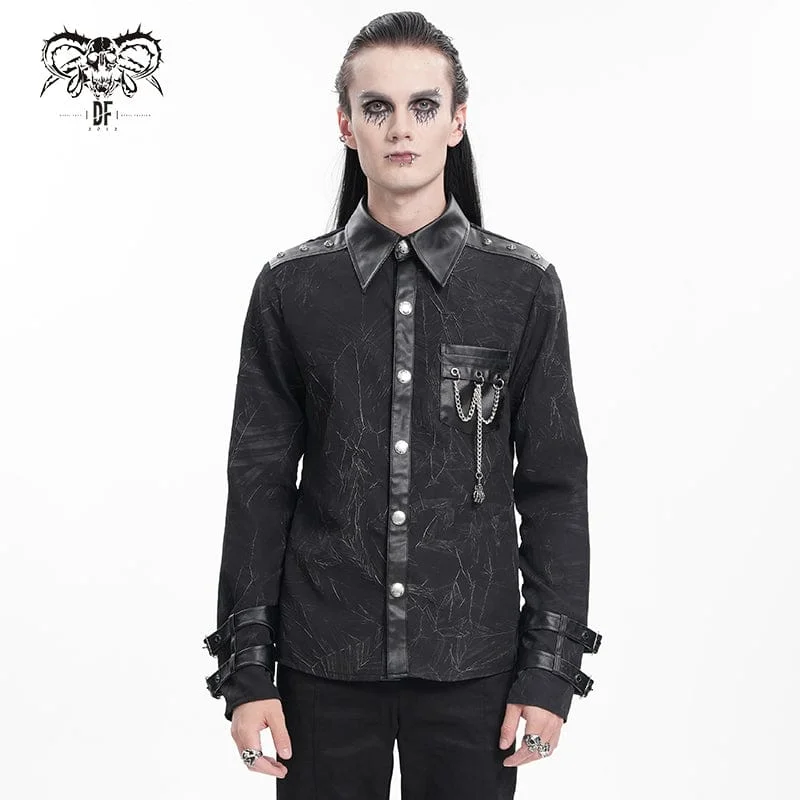 Sports Pants Men's  Gothic Chain Buckle-up Shirt