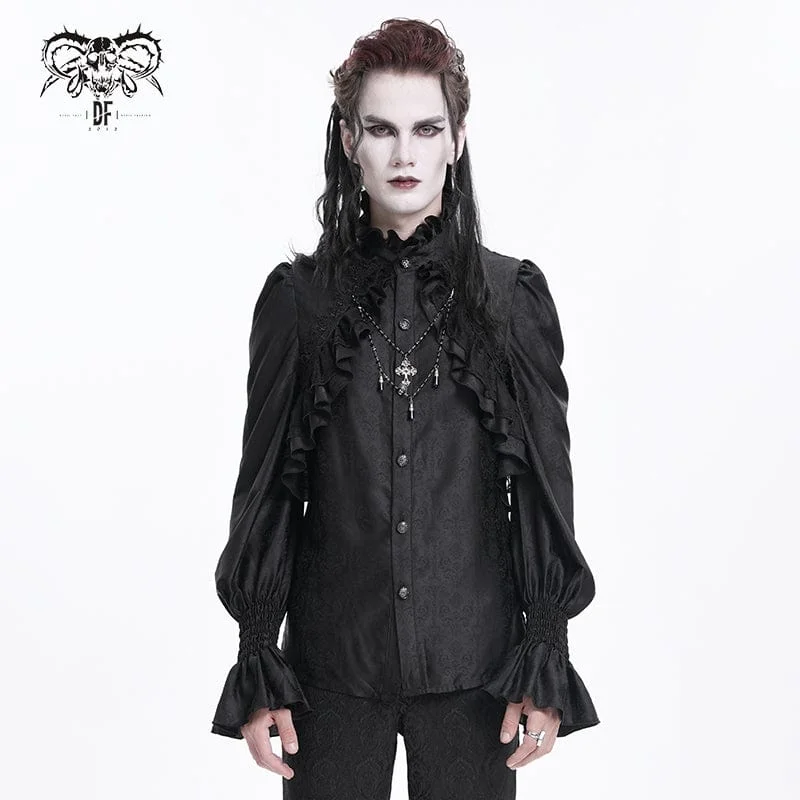 Men's  Gothic Ruffled Lace Cross Shirt