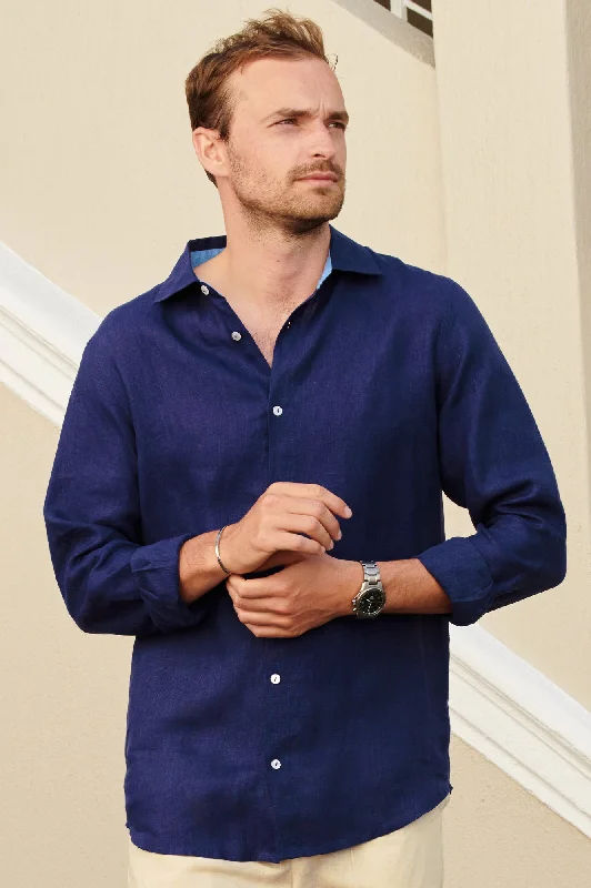 Active Wear Men's Linen Shirt | Navy