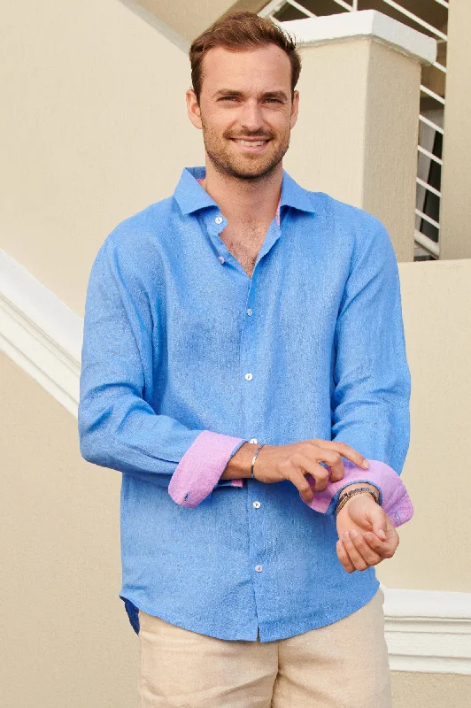 Effortless Comfort Men's Linen Shirt | Marina Blue