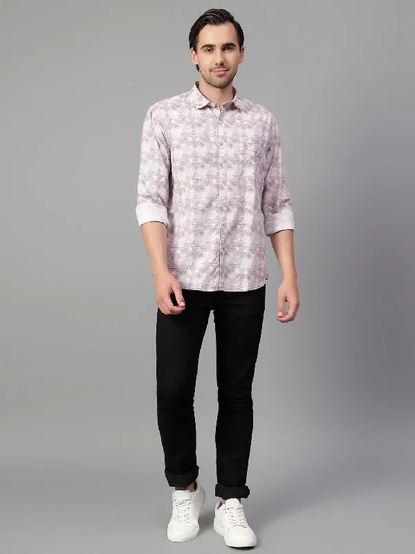 Men's Purple Printed Full Sleeve Casual Shirt