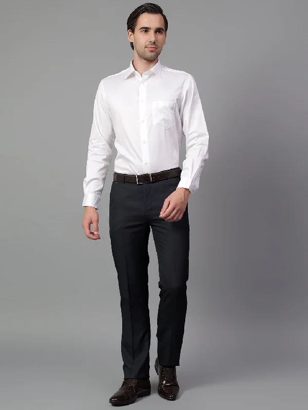 Men's White Solid Full Sleeve Partywear Shirt