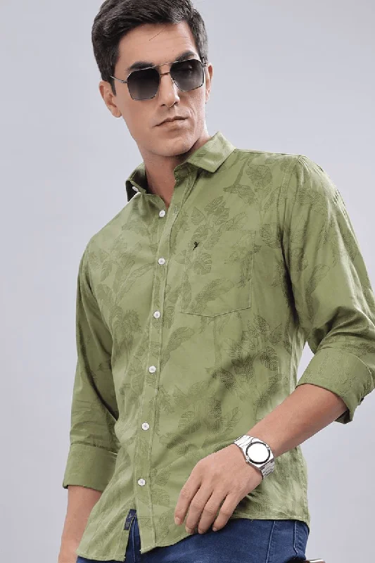 All-Purpose Wear Moss Green Leafy Print -Full-Stain Proof