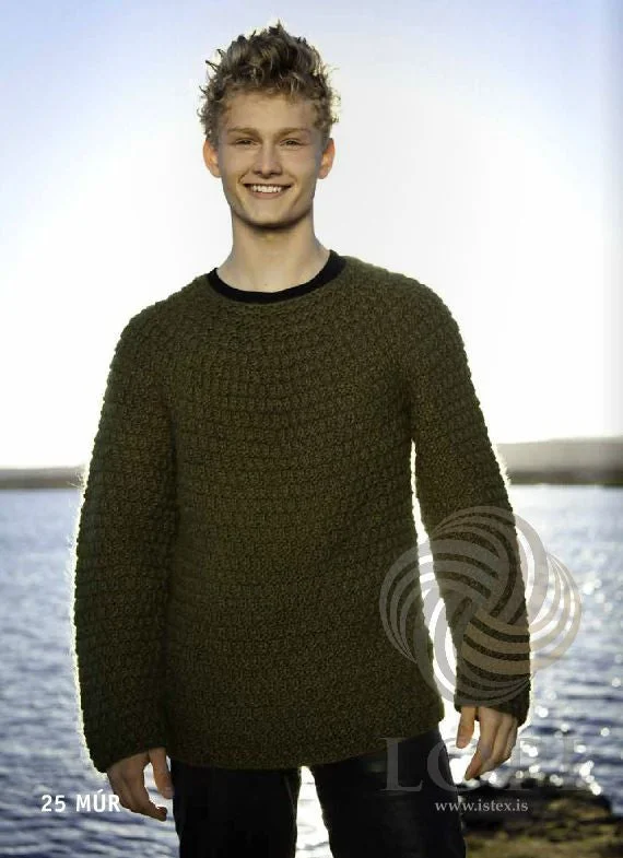 Stylish Comfort Múr (Brick) Mens Wool Sweater Green