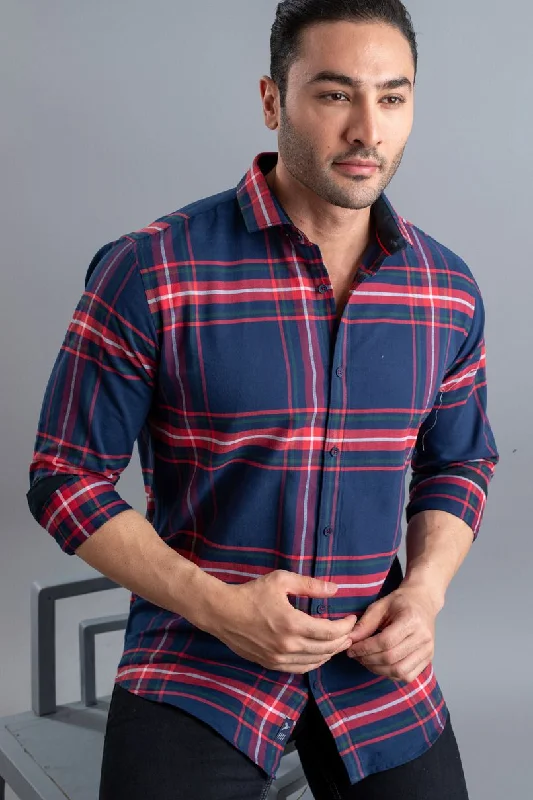 Comfortable Shoes Navy and Red Box Checks - Full-Stain Proof