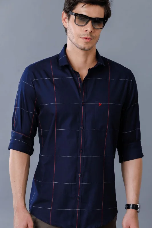 Casual Trends Navy Large Checks - Full-Stain Proof