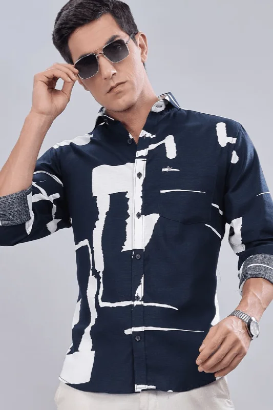 Effortless Style Navy & White Print -Full-Stain Proof