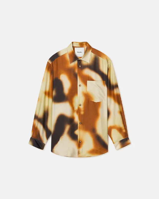 Comfortable Shirts Sebas - Printed Silk-Twill Shirt - Smudged Graffiti