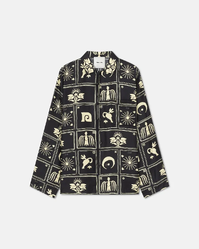 Outdoor Clothing Jelmer - Printed Silk-Twill Shirt - Folk Art Black
