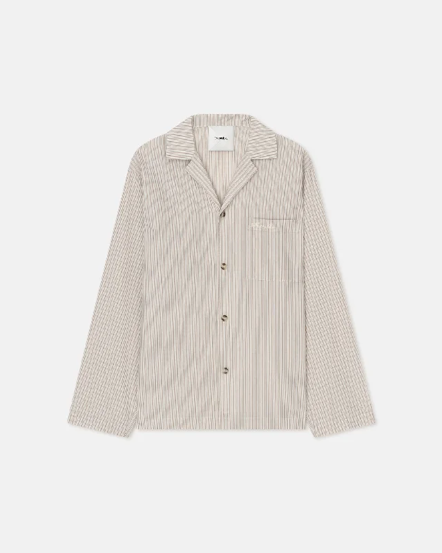 Comfy Apparel Jelmer - Striped Shirt - Caramel/ Ecru