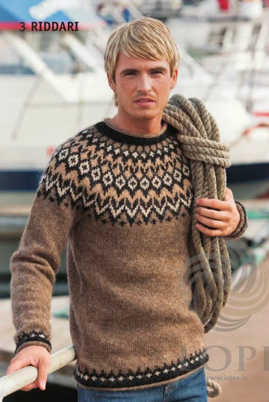 Comfy Apparel Riddari (Knight) Mens Wool Sweater Brown