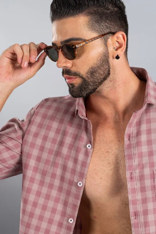 Comfy Apparel Salmon Pink Checks - Full-Stain Proof