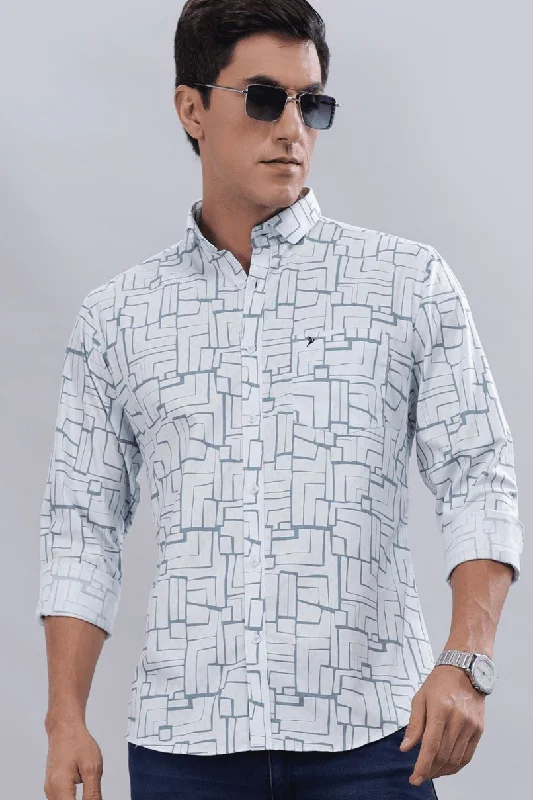 Comfy Sweaters Sky Blue Maze Print -Full-Stain Proof