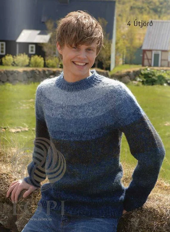 Útjörð (Earth) Mens Wool Sweater Blue