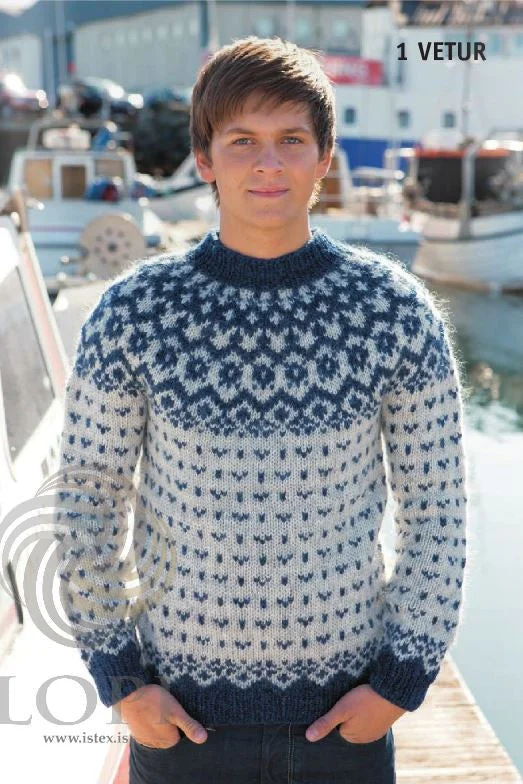 Vetur (Winter) Mens Wool Sweater Blue