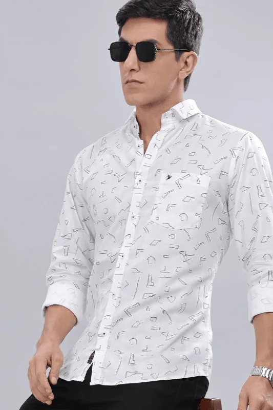 Functional Fashion White Angle Print -Full-Stain Proof